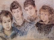 Claude Monet The Four Hoschede Childern Jacques,Suzanne,Blanche and Germaine oil painting artist